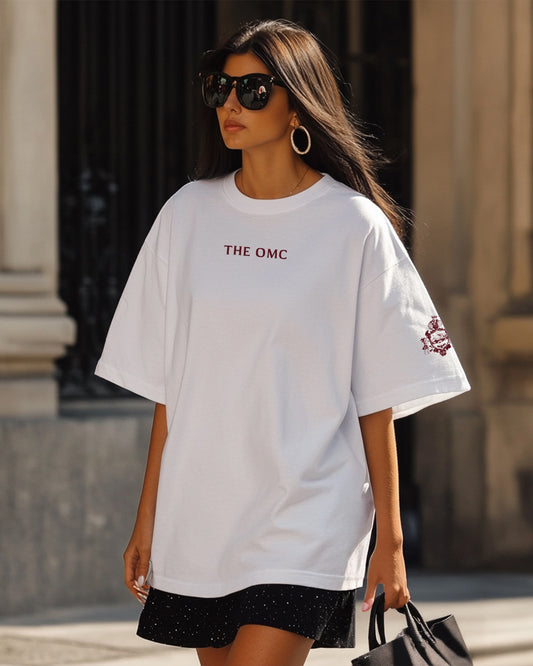 Signature Artic Oversized T-shirt with Burgundy Embroidery