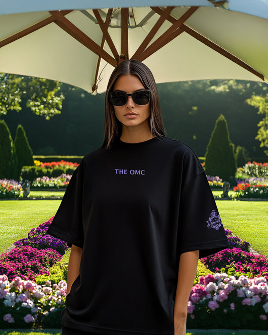 Signature Onyx Oversized T-shirt with Violet Embroidery